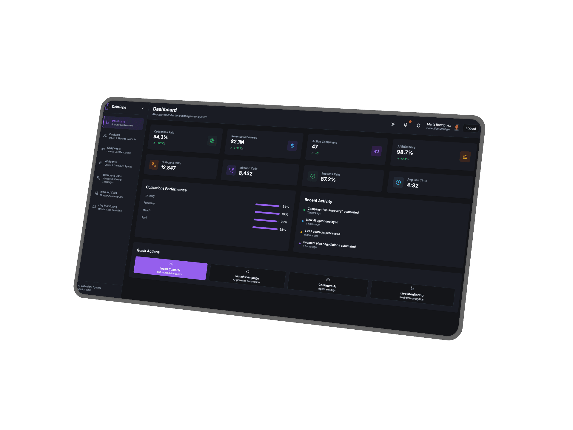 DebtPipe Dashboard Analytics